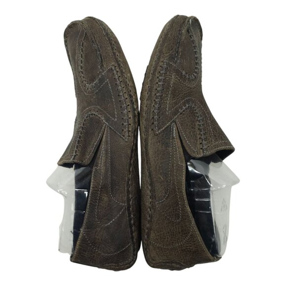 Bed Stu Distressed Leather Stitched Driving Mocs Mens 12 Gray Slip On Loafer - Picture 3 of 16
